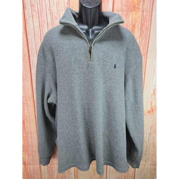 Polo Ralph Lauren Mens Gray Quarter-Zip Pullover Sweater XXL Cotton - Picture 1 of 7
